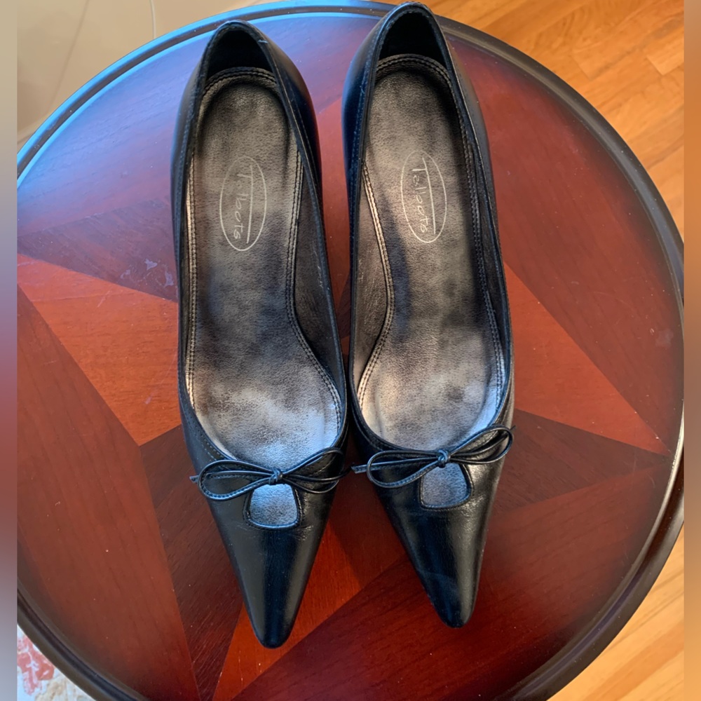 Talbots Black Leather Pumps Made in Spain